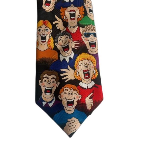 Vintage Daland Designs Laughing People Faces Necktie Tie - Picture 1 of 6